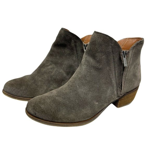 Lucky Brand Shoes - Lucky Brand Shoes Womens 9 Brenon Iron Gray Suede Leather Ankle Zip Booties